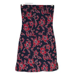 CHARLOTTE RUSSE - WOMENS SMALL -NAVY & RED HAWAIIAN STRAPLESS DRESS Y2K 90'S